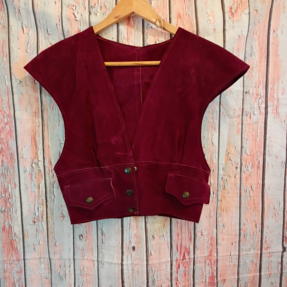 Women's Burgundy Suede Vest